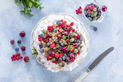 Pavlova with various berries
