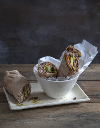 Vegan kidney bean burrito with vegetables